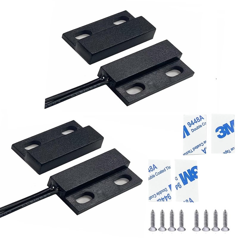 AOAUTO Magnetic Reed Switch,Wired Door Window Contact Sensor,Micro Normally Open NO Alarm Reed Switch,10W 100v 0.5A Magnetic Reed Switch to DC 5V 12V 24V Light(2-Pack) - Image 1